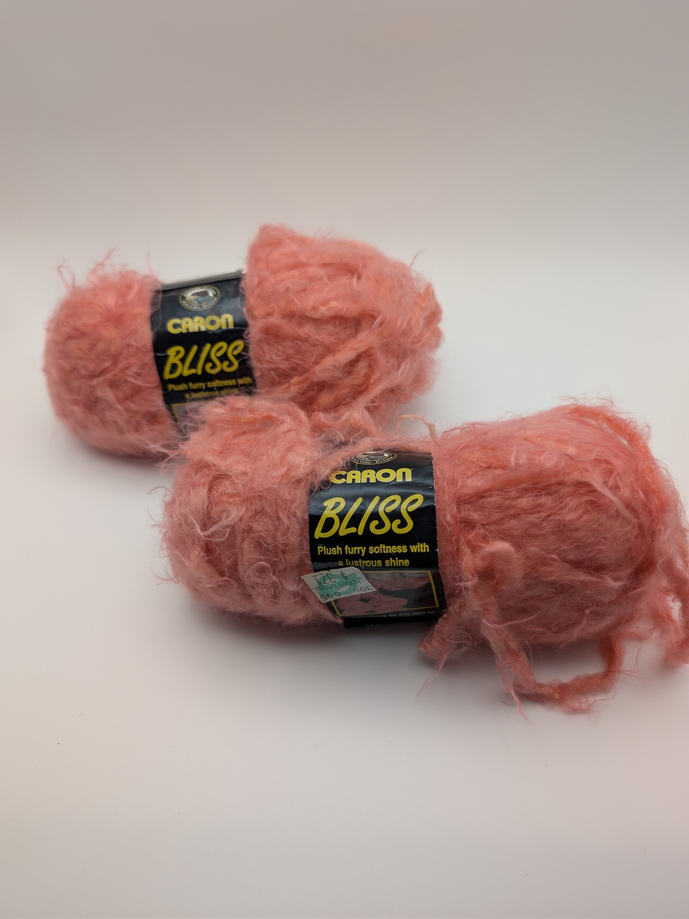 CARON BLISS Plush Furry Softness Yarn, Color 0006 Coral , 2 Skeins